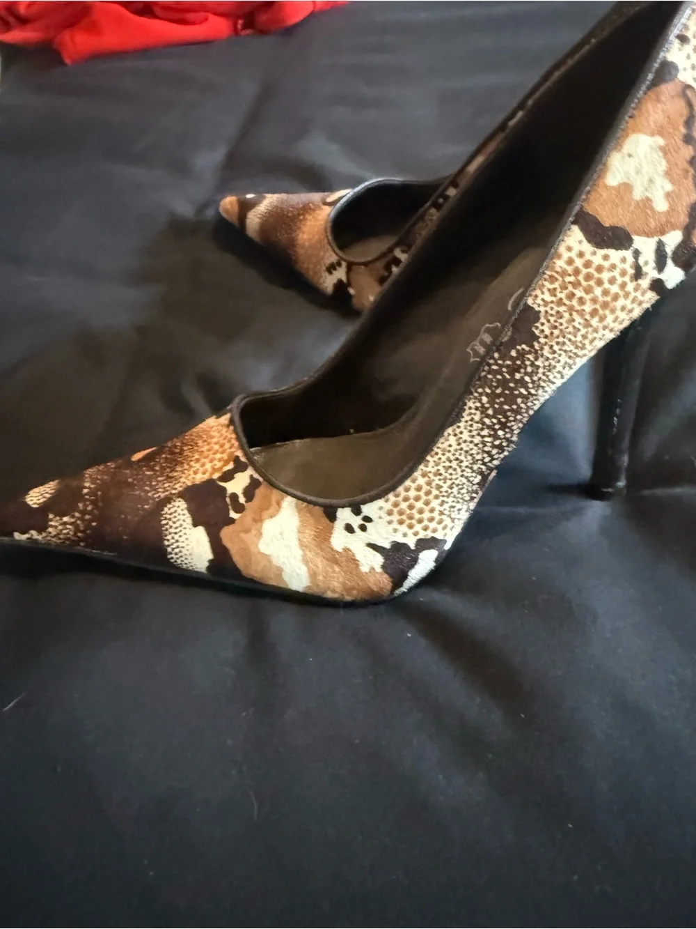 ALDO Brown & Tan Snakeskin-Print Pointed Toe Pumps